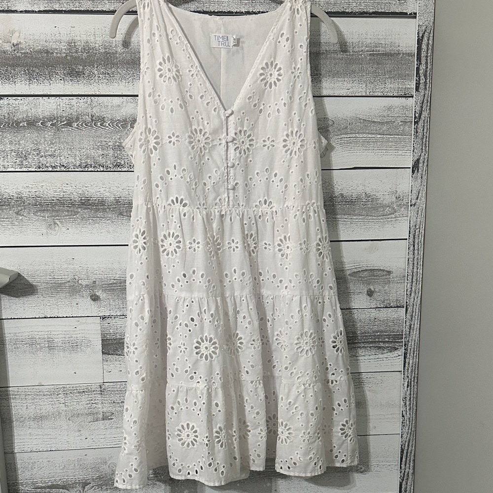 Time and Tru White Eyelet Mini Dress